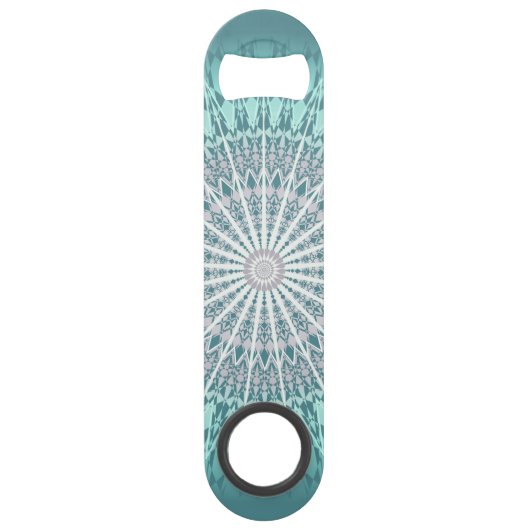 Blauwgroen Groen Mandala Speed Flessenopener (Voorkant)