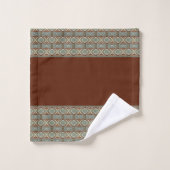Blauwgroen groen met donkerbruin bad handdoek (Wasdoekje)