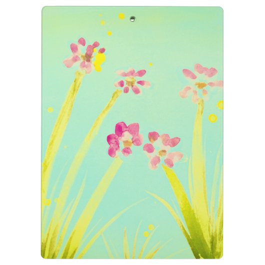 Blauwgroen groen met Floral Klembord (Achterkant)