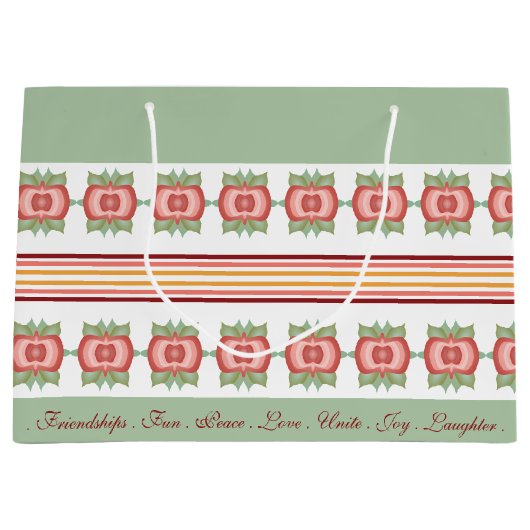 Blauwgroen groen met gecomprimeerd tapatroon (stri groot cadeauzakje (Voorkant)