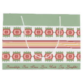 Blauwgroen groen met gecomprimeerd tapatroon (stri groot cadeauzakje (Achterkant)