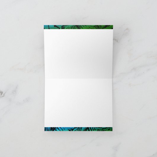 Blauwgroen, groen met palmbladkalligrafiescript bedankkaart (Binnen)