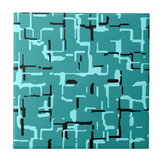 Blauwgroen groen modern patroon tegeltje (Voorkant)