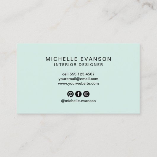 Blauwgroen Groen Moderne Bloemen Kleurrijke Bloeme Visitekaartje (Achterkant)