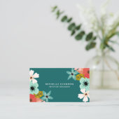 Blauwgroen Groen Moderne Bloemen Kleurrijke Bloeme Visitekaartje (Staand voorkant)