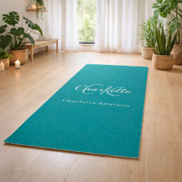 Blauwgroen groen monogram initialen naam yogamat