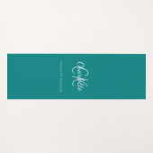 Blauwgroen groen monogram initialen naam yogamat (Voorkant (horizontaal))