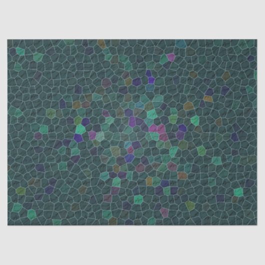 Blauwgroen groen mozaïekmini-hexagon teile patroon tissuepapier (Voorkant)