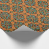 Blauwgroen groen Oranje omslagpapier Cadeaupapier (Hoek)