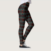 Blauwgroen Groen Oranje Patroon Leggings (Rechts)