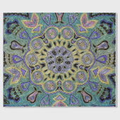 Blauwgroen Groen Paars Pentagram Mandala Cadeaupapier (Vlak)