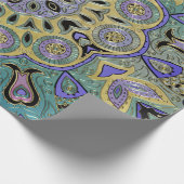 Blauwgroen Groen Paars Pentagram Mandala Cadeaupapier (Hoek)
