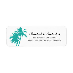 Blauwgroen groen palm Tree Weddenschap Return-adre Etiket