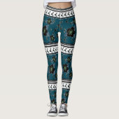 Blauwgroen groen patroon leggings (Voorkant)