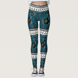 Blauwgroen groen patroon leggings