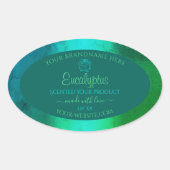 Blauwgroen groen patroonproductlabel in de schemer ovale sticker (Voorkant)