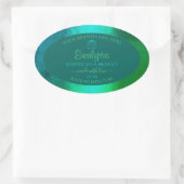 Blauwgroen groen patroonproductlabel in de schemer ovale sticker (Tas)