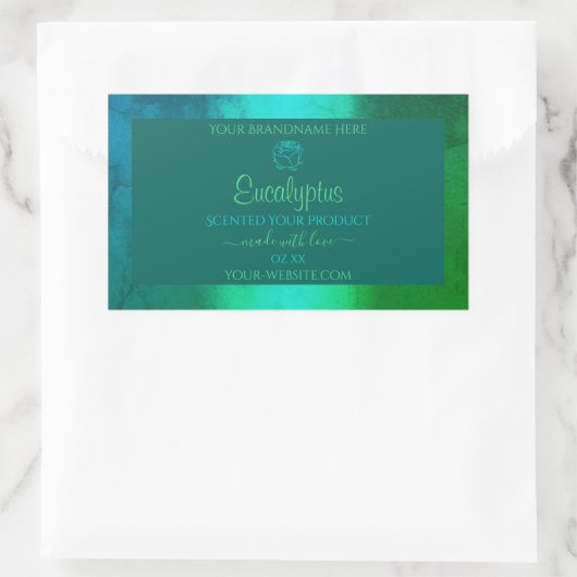 Blauwgroen groen patroonproductlabel in de schemer rechthoekige sticker (Tas)