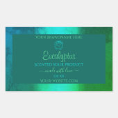 Blauwgroen groen patroonproductlabel in de schemer rechthoekige sticker (Voorkant)