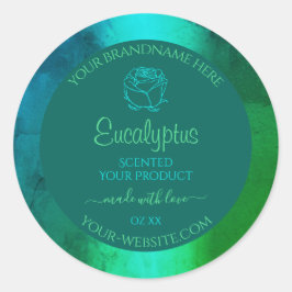 Blauwgroen groen patroonproductlabel in de schemer ronde sticker