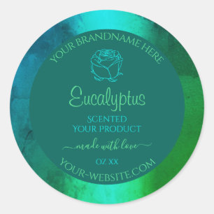 Blauwgroen groen patroonproductlabel in de schemer ronde sticker