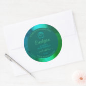 Blauwgroen groen patroonproductlabel in de schemer ronde sticker (Envelop)