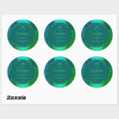 Blauwgroen groen patroonproductlabel in de schemer ronde sticker (Vel)