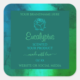 Blauwgroen groen patroonproductlabel in de schemer vierkante sticker