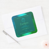 Blauwgroen groen patroonproductlabel in de schemer vierkante sticker (Envelop)