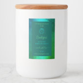 Blauwgroen groen patroonproductlabel in de schemer voedselcontainer etiket (Voorkant)