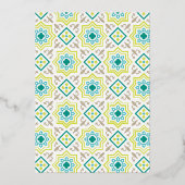 Blauwgroen Groen Perzisch Mozaïek Moslim Bruiloft Folie Uitnodiging (Achterkant)