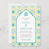 Blauwgroen Groen Perzisch Mozaïek QR Code Moslim B Kaart (Voorkant)