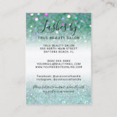 Blauwgroen groen pictogram Glitter Lash Extensions Visitekaartje (Achterkant)