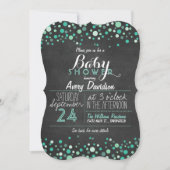 Blauwgroen Groen Retro Krijtbord Baby shower Kaart (Voorkant)