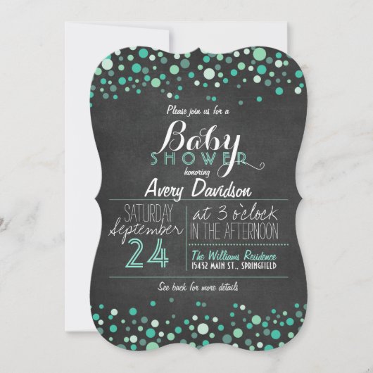 Blauwgroen Groen Retro Krijtbord Baby shower Kaart (Voorkant)