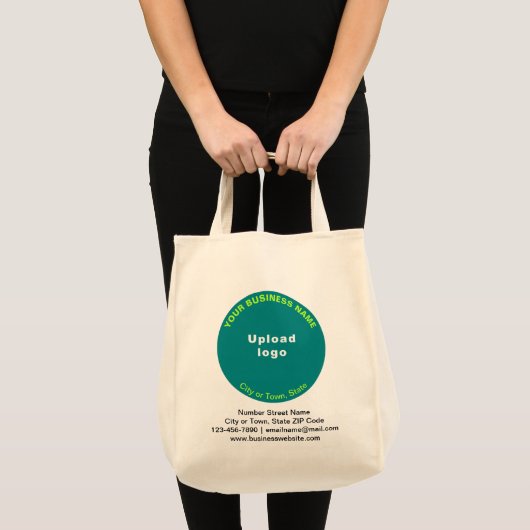 Blauwgroen Groen Ronde Bedrijfs Merk op Grocery Tote Bag (Voorkant (product))