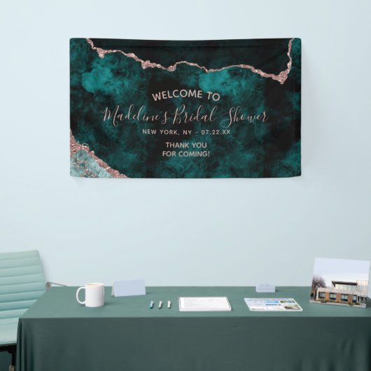 Blauwgroen Groen Roos Gouden Agaat Vrijgezellenfee Spandoek (Beurs)