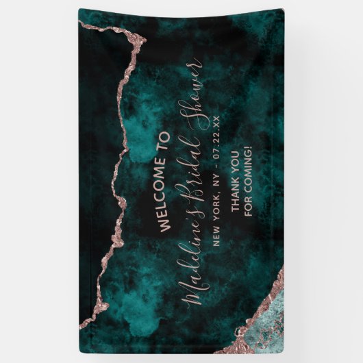 Blauwgroen Groen Roos Gouden Agaat Vrijgezellenfee Spandoek (Verticaal)