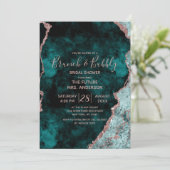 Blauwgroen Groen Roos Gouden Brunch & Bubble Vrijg Kaart (Staand voorkant)