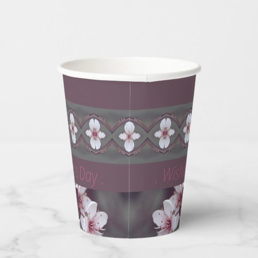 Blauwgroen groen roze en roze papieren bekers (Rechts)