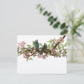 Blauwgroen Groen Roze  Vogels Bruiloft RSVP (Staand voorkant)