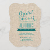 Blauwgroen Groen Rustic Burlap Vrijgezellenfeest Kaart (Voorkant / Achterkant)