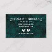 Blauwgroen Groen Script Marmeren Agaat Gouden Foli Visitekaartje (Achterkant)