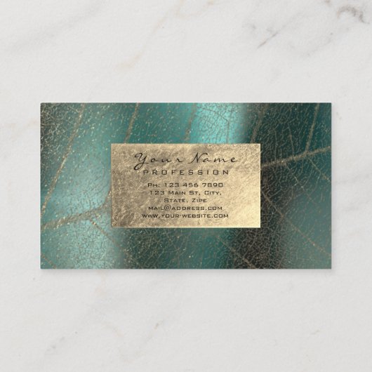 Blauwgroen groen Sepia Gold Foil botanisch Delicaa Visitekaartje (Achterkant)