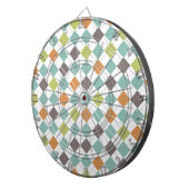 Blauwgroen Groen Sinaasappel Taupe Classic Argyle  Dartbord (Voorkant Rechts)