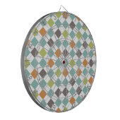 Blauwgroen Groen Sinaasappel Taupe Classic Argyle  Dartbord (Voorkant Links)