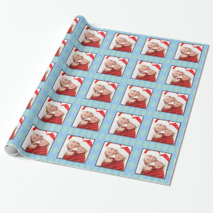 Blauwgroen groen stijlpatroon, aangepast fotofeest cadeaupapier