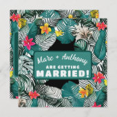 Blauwgroen groen tropisch Oerwoud bestemming bruil Save The Date (Voorkant / Achterkant)