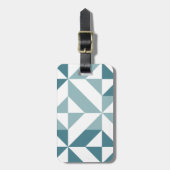 Blauwgroen groen twee-toon geometrische ZigZag Bagagelabel (Voorkant verticaal)