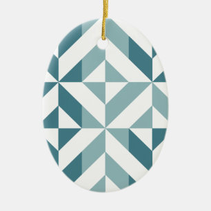 Blauwgroen groen twee-toon geometrische ZigZag Keramisch Ornament